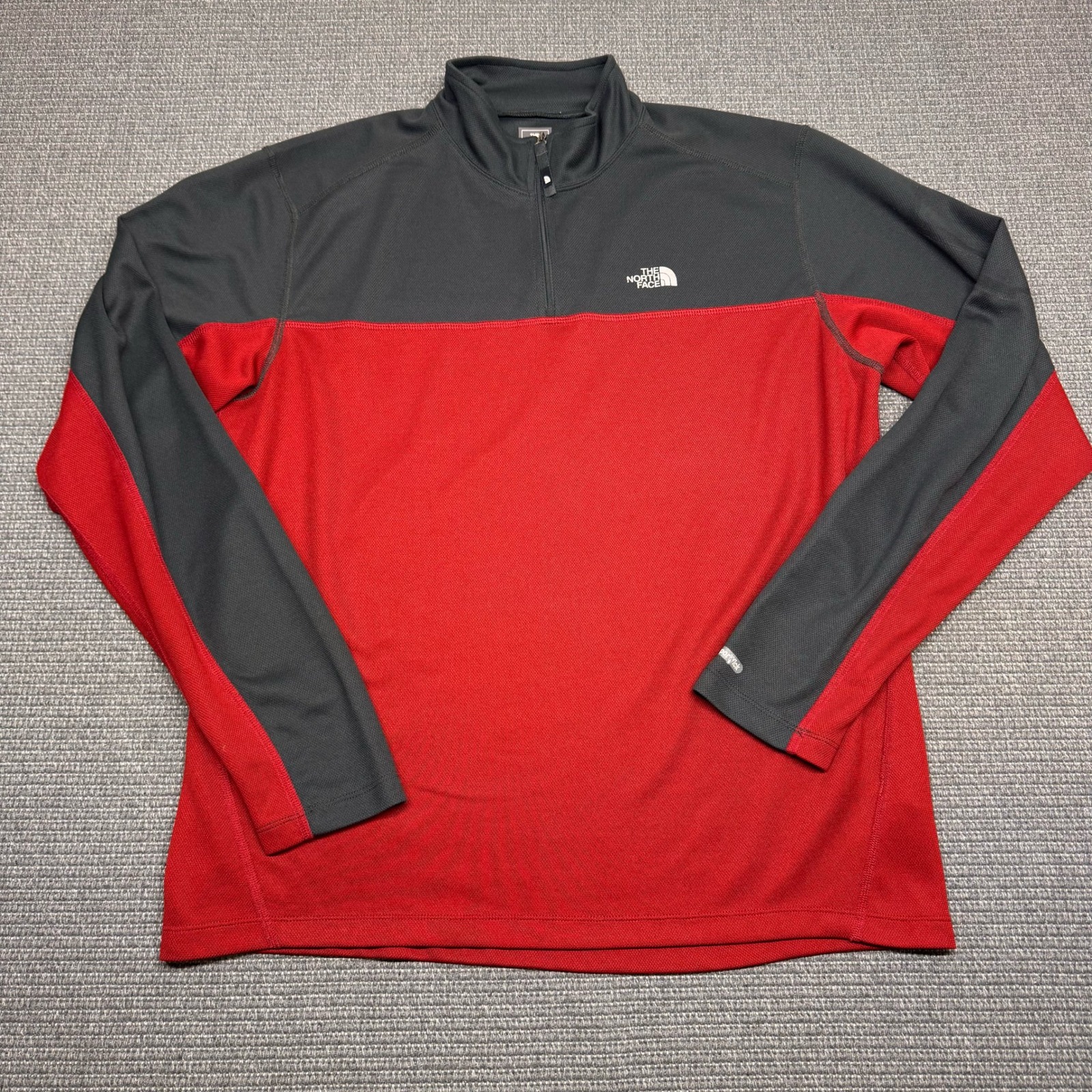 The North Face Flight Series Mens Large 1/4 Zip Pullover Red Grey Vaporwick Top